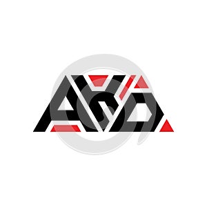 AKD triangle letter logo design with triangle shape. AKD triangle logo design monogram. AKD triangle vector logo template with red