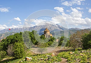 Akdamar Island in Van Lake. The Armenian Cathedral Church of the Holy Cross - Akdamar - Ahtamara - Turkey