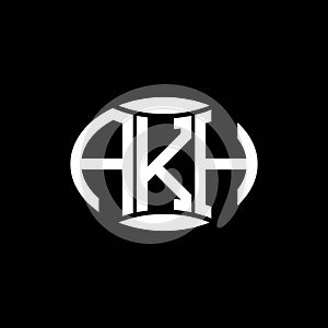 AKH abstract monogram circle logo design on black background. AKH Unique creative initials letter logo