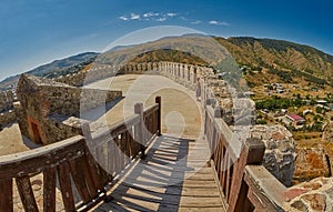 AKHALTSIKHE, GEORGIA - 08 AUGUST 2017: Panoramic view from the t