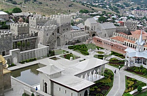 Akhaltsikhe town fortress in Georgia in a cloudy day