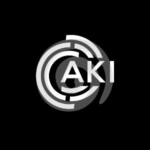 AKI letter logo design on black background. AKI creative initials letter logo concept. AKI letter design photo