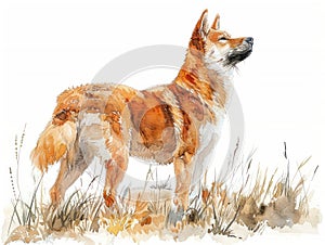 Akita watercolor isolated on white background