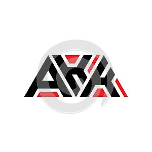 AKK triangle letter logo design with triangle shape. AKK triangle logo design monogram. AKK triangle vector logo template with red