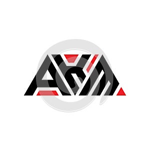 AKM triangle letter logo design with triangle shape. AKM triangle logo design monogram. AKM triangle vector logo template with red