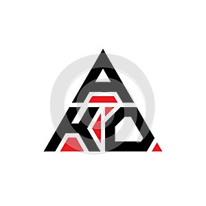 AKO triangle letter logo design with triangle shape. AKO triangle logo design monogram. AKO triangle vector logo template with red