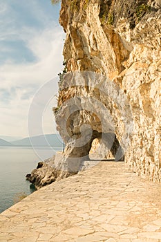 Akronafplia road at Nafplio Greece. A traditional road for walking and relaxing.