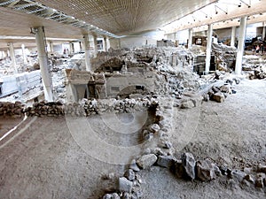 The Akrotiri Excavations Archaeological Site in Santorini, Greece photo