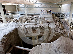 The Akrotiri Excavations Archaeological Site in Santorini, Greece photo