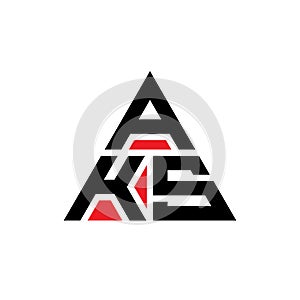AKS triangle letter logo design with triangle shape. AKS triangle logo design monogram. AKS triangle vector logo template with red