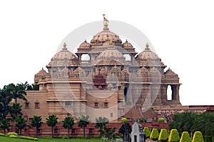 Akshardham Temple new Delhi, India isolated on white background