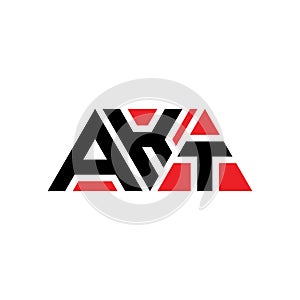 AKT triangle letter logo design with triangle shape. AKT triangle logo design monogram. AKT triangle vector logo template with red