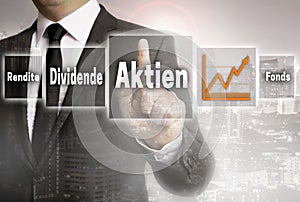 Aktien in german shares, dividend, fund, yield Businessman wit