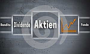 Aktien in german shares, dividend, yield, fund touchscreen con