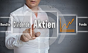 Aktien in germn Shares, Dividend, Yield, Fund concept backgrou