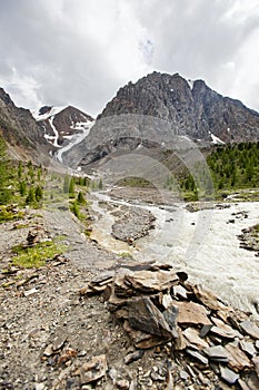 Aktru glacier River. Altai Mountains