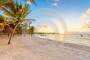 Akumal bay - Caribbean white beach in Riviera Maya, coast of Yucatan and Quintana Roo, Mexico