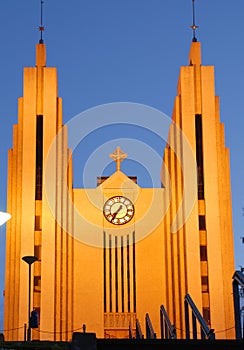 Akureyrarkirkja Church at Night