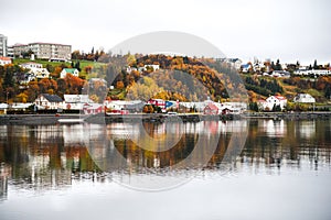 Akureyri in autumn of Iceland