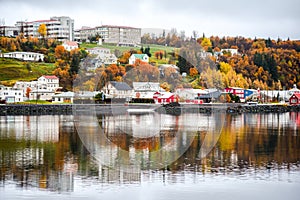 Akureyri in autumn of Iceland