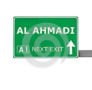 AL AHMADI road sign isolated on white photo