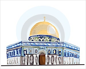 Al-Aqsa Mosque hand drawing vector. Jerusalem. KudÃÂ¼s, Mescidi Aksa
