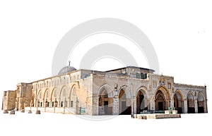 Al-Aqsa Mosque isolated on white background.
