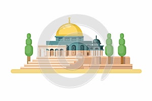 Al Aqsa mosque in jerusalem middle east asia landmark building illustration vector