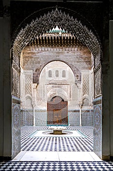 Al-Attarine Madrasa, Fez medina, Morocco. It was built by the Marinid sultan Uthman II Abu Said in 1323-5