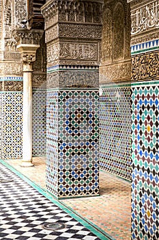 Al-Attarine Madrasa, Fez medina, Morocco. It was built by the Marinid sultan Uthman II Abu Said in 1323-5