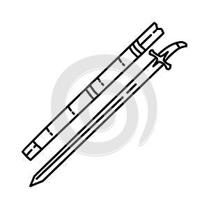 Al- Battar Prophet Muhammad historical sword Icon. Doodle Hand Drawn or Outline Icon Style