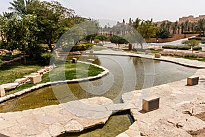 Green terraces and artificial ponds of Al Bujairi Park, Riyadh, Saudi Arabia photo