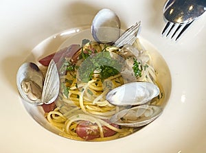 Al Dente Food Italy Authentic Italian Cuisine Restaurant Tomato Seafood Pasta Homemade Tagliolini Clams Parsley White Wine Sauce