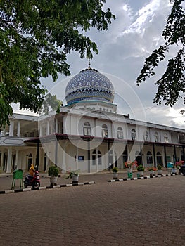 Al-Faizin Mosque With Blue Qubah in Lampeuneurut, Aceh Besar