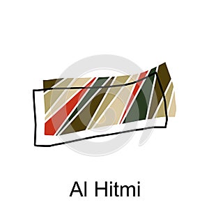 Al Hitmi map flat vector illustration, Outline Map of Qatar Vector Design Template. Editable Stroke