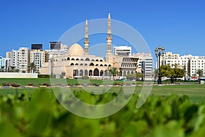 Al Ittihad Park and King Faisal mosque in Sharjah