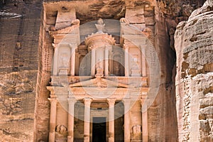 Al-Khazneh temple - The Treasury - in Arab Nabatean Kingdom city of Petra
