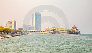 Al Khobar sea promenade street with modern building in the background Saudi Arabia