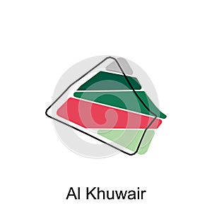 Al Khuwair map flat vector illustration, Outline Map of Qatar Vector Design Template. Editable Stroke