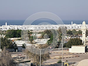 Al Mirfa or Al Marfa town residential buildings view from the top,Abu Dhabi, UAE. 