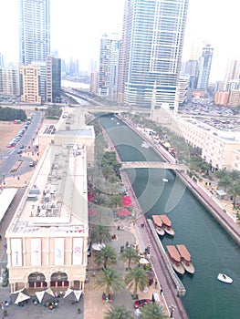 Al Qasba canal promenade in the Sharjah city centre in United Arab Emirates - UAE