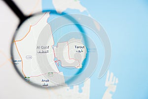 Al Qatif city in Saudi Arabia visualization illustrative concept on display screen through magnifying glass photo