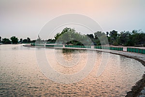 Al Qudra lakes in the Dubai desert in the UAE photo