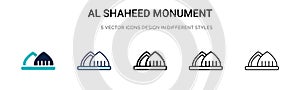 Al shaheed monument icon in filled, thin line, outline and stroke style. Vector illustration of two colored and black al shaheed