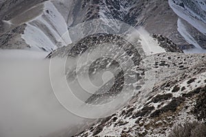 Ala-Archa valley. Mountains. Kirgizstan. Clouds.