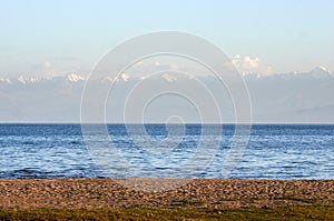 Ala-too mountains behind the Ysyk-Kol lake