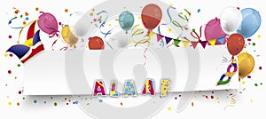 Alaaf Empty Paper Banner Balloons Jesters Cap