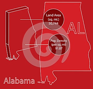 Alabama 3D Vector map info graphic