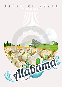 Alabama american travel banner. Travel to Alabama