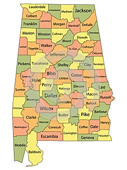 Alabama County Map photo